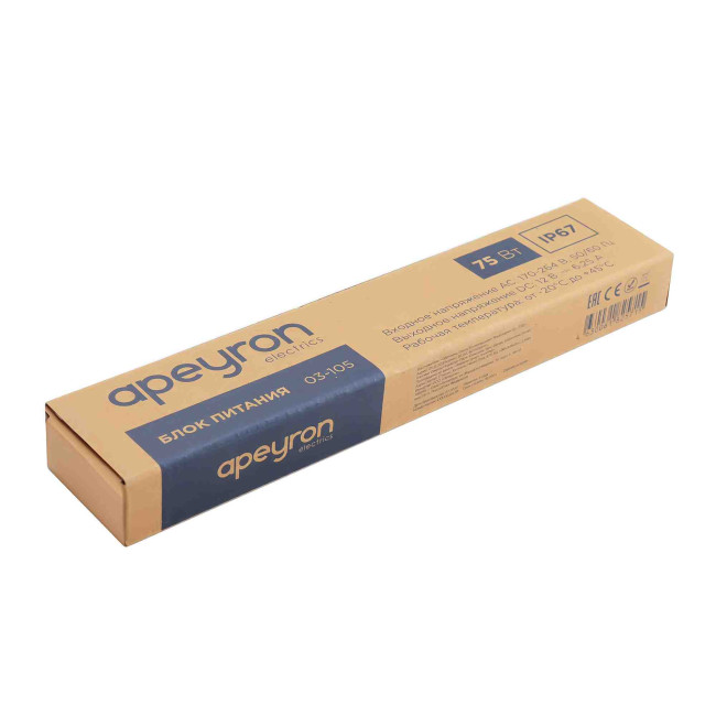 Блок питания Apeyron 12В (СТ) 75Вт импульсный IP67 170-264В 6,25А 03-105 Блок питания Apeyron 12В (СТ) 75Вт импульсный IP67 170-264В 6,25А 03-105