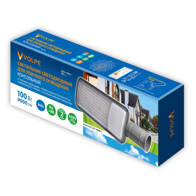 Уличный консольный светильник Volpe ULV-Q611 100W/6500K IP65 GREY UL-00012814 Уличный консольный светильник Volpe ULV-Q611 100W/6500K IP65 GREY UL-00012814