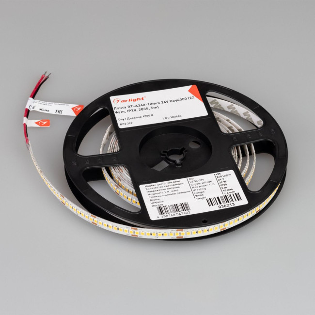 Светодиодная лента Arlight RT-A240-10mm 24V Day4000 (22 W/m, IP20, 5m) (высок.эфф.150 лм/Вт) 036213(1) Светодиодная лента Arlight RT-A240-10mm 24V Day4000 (22 W/m, IP20, 5m) (высок.эфф.150 лм/Вт) 036213(1)