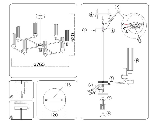 Люстра на штанге Ambrella Light High Light Modern LH55152 Люстра на штанге Ambrella Light High Light Modern LH55152