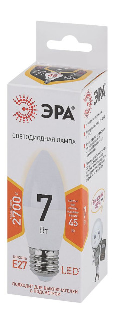 Лампа светодиодная Эра E27 7W 2700K LED B35-7W-827-E27 Б0028479 Лампа светодиодная Эра E27 7W 2700K LED B35-7W-827-E27 Б0028479