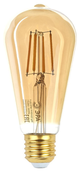 Лампа светодиодная Эра E27 7W 2400K F-LED ST64-7W-824-E27 gold Б0047664 Лампа светодиодная Эра E27 7W 2400K F-LED ST64-7W-824-E27 gold Б0047664