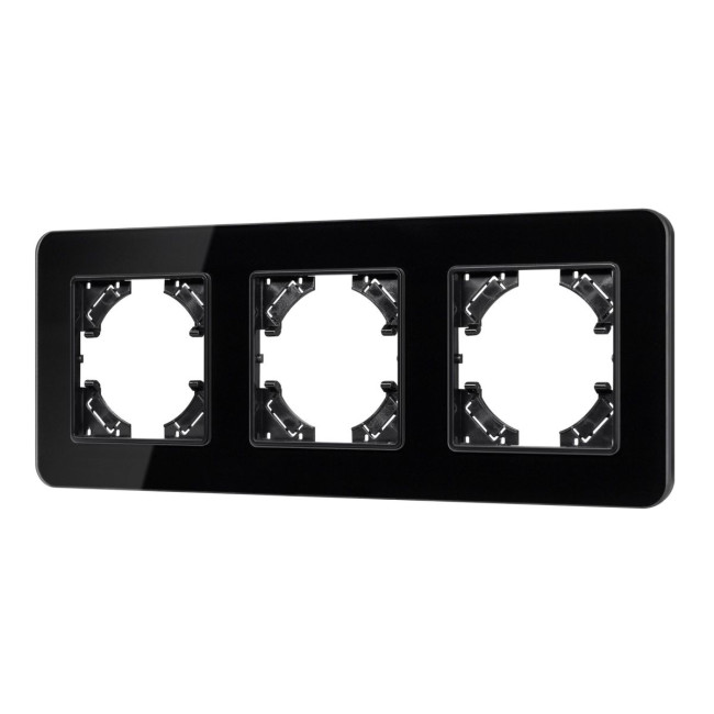 Рамка на 3 поста стеклянная Arlight FRM-OMALI-GS-3-BK 049697 Рамка на 3 поста стеклянная Arlight FRM-OMALI-GS-3-BK 049697