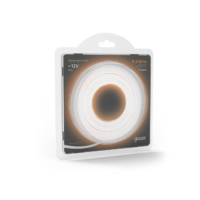 Светодиодная влагозащищенная лента Gauss 9,6W/m 120LED/m 2835SMD теплый белый 5M 311000110 Светодиодная влагозащищенная лента Gauss 9,6W/m 120LED/m 2835SMD теплый белый 5M 311000110