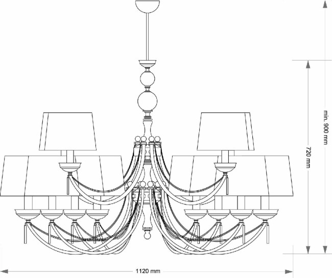 Люстра на штанге Kutek Zaffiro ZAF-ZW-8+4(P/A) Люстра на штанге Kutek Zaffiro ZAF-ZW-8+4(P/A)
