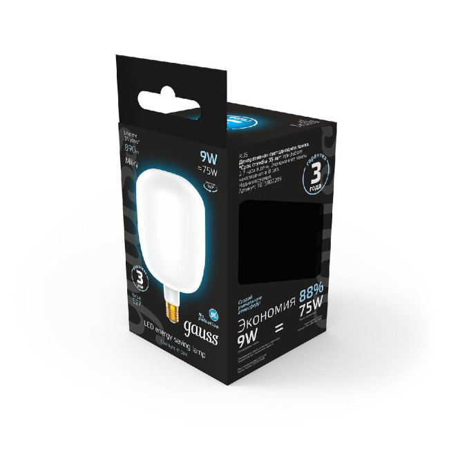 Лампа светодиодная филаментная Gauss E27 9W 4100К матовая 1015802209 Лампа светодиодная филаментная Gauss E27 9W 4100К матовая 1015802209