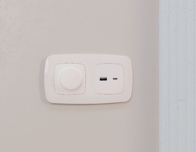 Лицевая панель для розетки 2USB тип A+C Ambrella Volt Omega OP2110