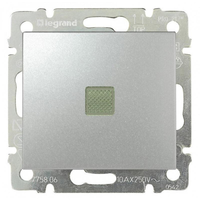 Переключатель одноклавишный промежуточный Legrand Valena 10A 250V с подсветкой алюминий 770148 Переключатель одноклавишный промежуточный Legrand Valena 10A 250V с подсветкой алюминий 770148