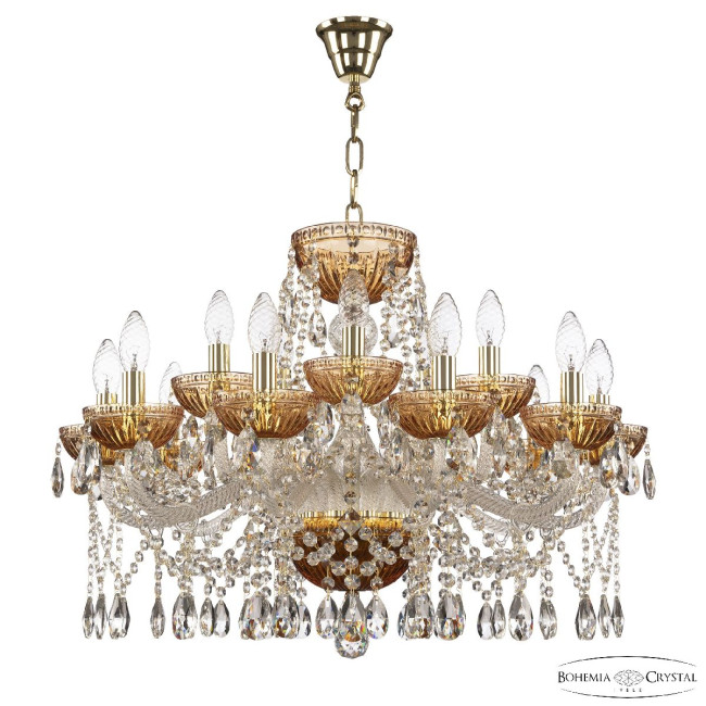 Подвесная люстра Bohemia Ivele Crystal 5413/10+5/240 G Amber/M-1G Подвесная люстра Bohemia Ivele Crystal 5413/10+5/240 G Amber/M-1G