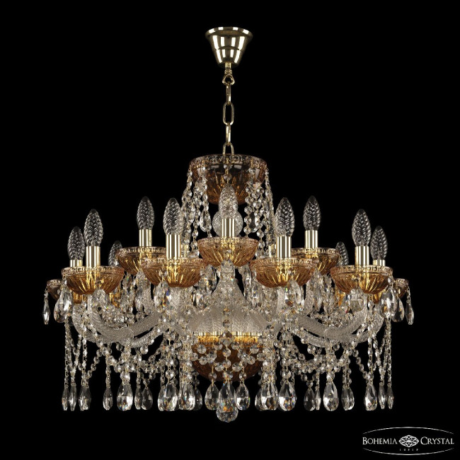 Подвесная люстра Bohemia Ivele Crystal 5413/10+5/240 G Amber/M-1G Подвесная люстра Bohemia Ivele Crystal 5413/10+5/240 G Amber/M-1G