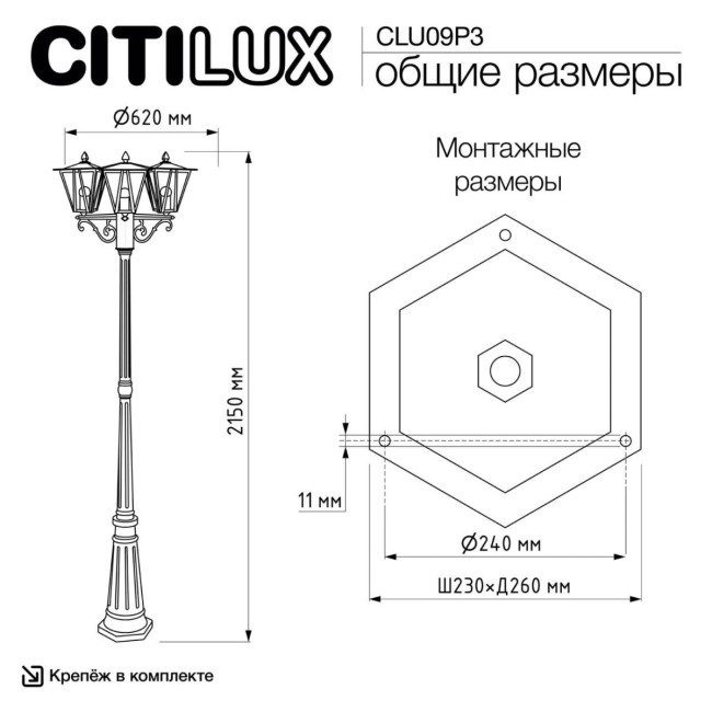 Парковый светильник Citilux Forts CLU09P3 Парковый светильник Citilux Forts CLU09P3