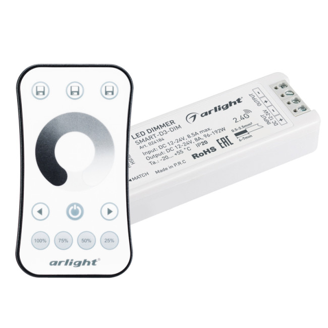Диммер Arlight Smart-Dim-Set-Ring (12-24V, 1x8A, ПДУ 2.4G) 034786 Диммер Arlight Smart-Dim-Set-Ring (12-24V, 1x8A, ПДУ 2.4G) 034786