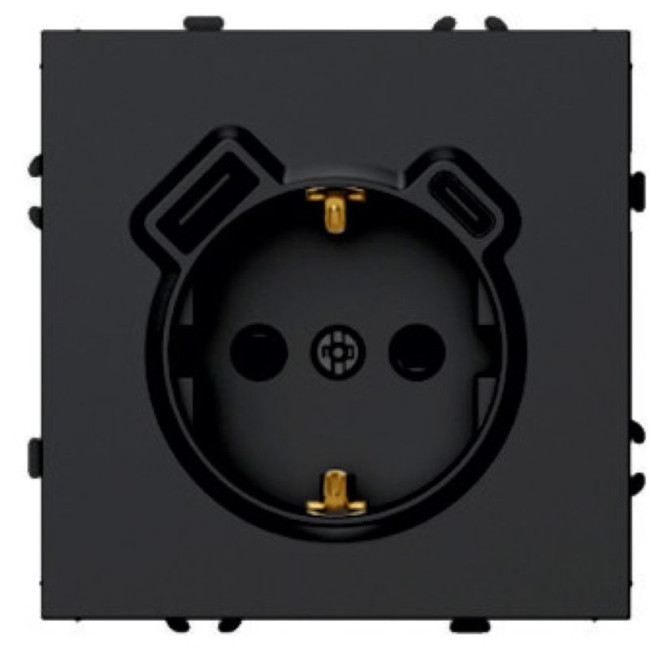 Розетка 1-местная з/ш с/з 16А + USB + Type C (механизм) Stekker Эмили 250В 20W черный уголь soft-touch RST16-5119-05 50218