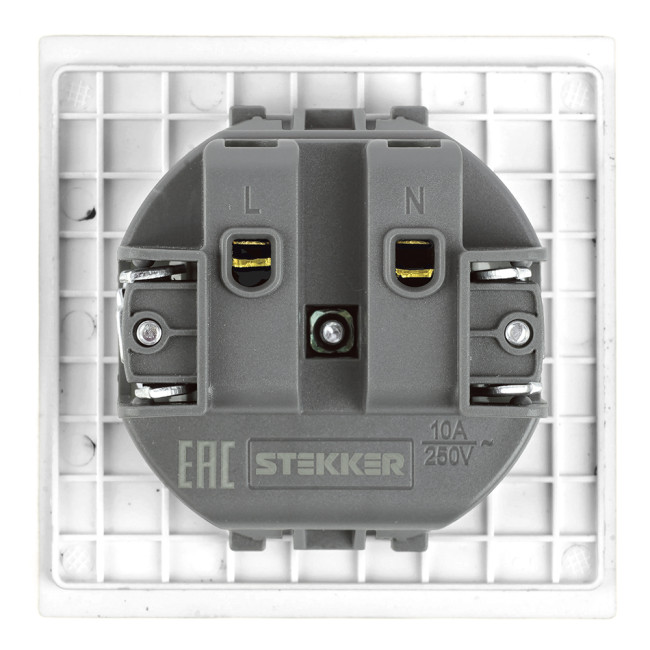 Розетка 1-местная с защитной шторкой (механизм) Stekker б/з Мия 250В 16А RST16-3109-01 белая магнолия 50439 Розетка 1-местная с защитной шторкой (механизм) Stekker б/з Мия 250В 16А RST16-3109-01 белая магнолия 50439