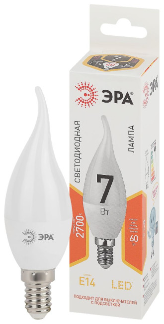 Лампа светодиодная Эра E14 7W 2700K LED BXS-7W-827-E14 Б0028482 Лампа светодиодная Эра E14 7W 2700K LED BXS-7W-827-E14 Б0028482