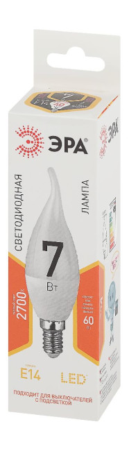 Лампа светодиодная Эра E14 7W 2700K LED BXS-7W-827-E14 Б0028482 Лампа светодиодная Эра E14 7W 2700K LED BXS-7W-827-E14 Б0028482
