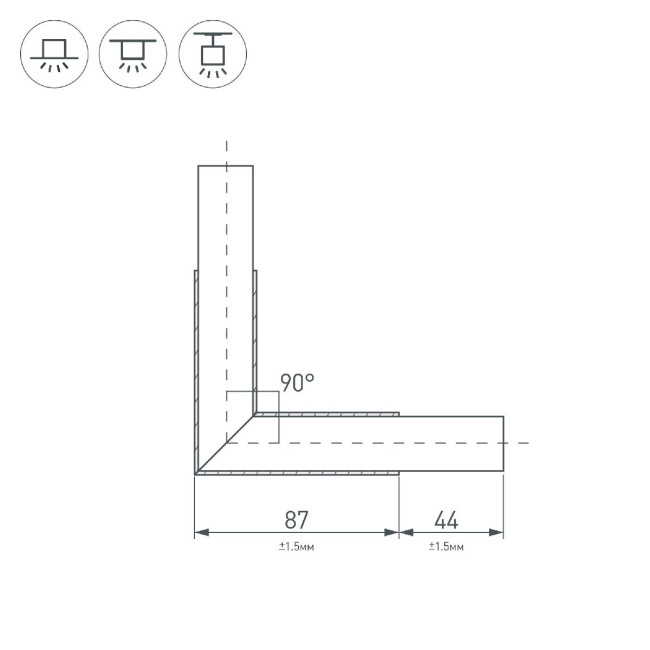 Угол Arlight PLS-LOCK-H25-L90 BLACK (с экраном MAT-L) 031268