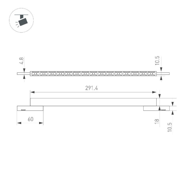 Трековый магнитный светильник Arlight MAG-MICROCOSM-LASER-L300-15W Warm3000 (BK, 30 deg, 24V) 043275 Трековый магнитный светильник Arlight MAG-MICROCOSM-LASER-L300-15W Warm3000 (BK, 30 deg, 24V) 043275