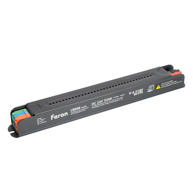 Трансформатор для светодиодной ленты с диммированием Feron LB006 150W 24V IP20 52130 Трансформатор для светодиодной ленты с диммированием Feron LB006 150W 24V IP20 52130