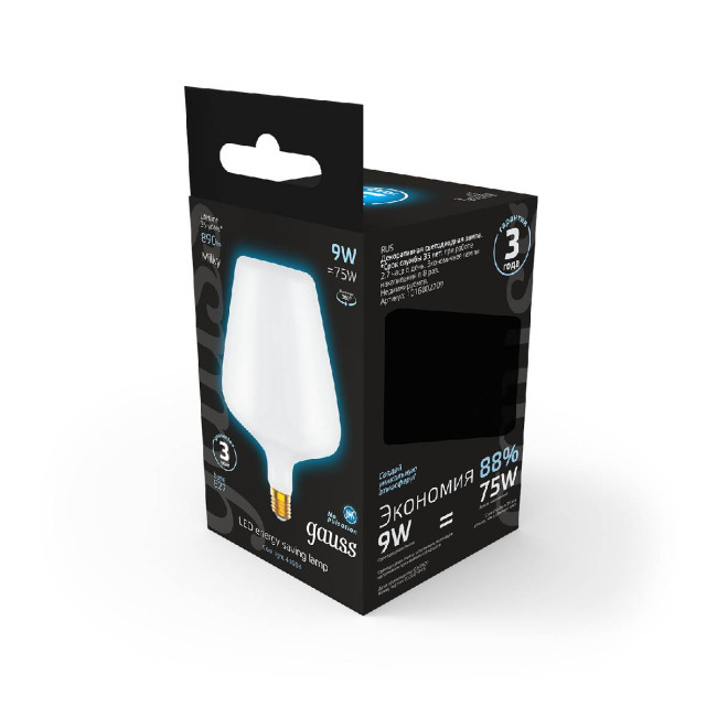 Лампа светодиодная филаментная Gauss E27 9W 4100К матовая 1016802209 Лампа светодиодная филаментная Gauss E27 9W 4100К матовая 1016802209