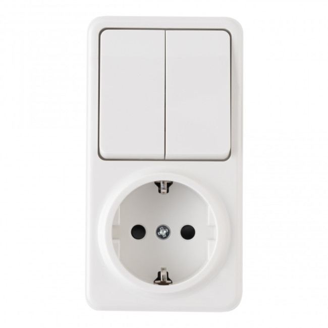 Розетка с заземлением и шторками + выключатель двухклавишный Arte Milano 310.53-1.white