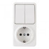 Розетка с заземлением и шторками + выключатель двухклавишный Arte Milano 310.53-1.white