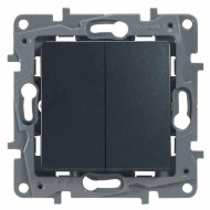 Переключатель двухклавишный Legrand Etika 10A 250V антрацит 672612