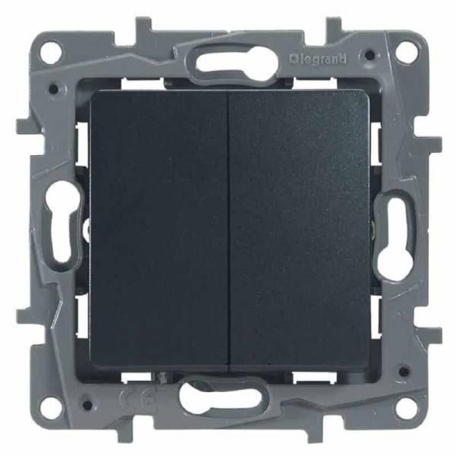 Переключатель двухклавишный Legrand Etika 10A 250V антрацит 672612