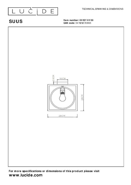 Потолочный светильник Lucide Suus 00127/01/30 Потолочный светильник Lucide Suus 00127/01/30