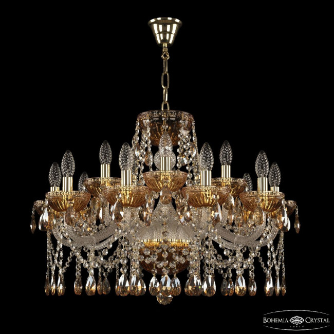 Подвесная люстра Bohemia Ivele Crystal 5413/10+5/240 G Amber/M-1G K721 Подвесная люстра Bohemia Ivele Crystal 5413/10+5/240 G Amber/M-1G K721