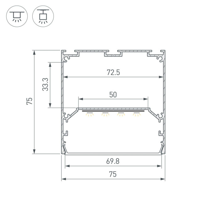 Профиль Arlight LINE-M-7575-2000 WHITE 058157 Профиль Arlight LINE-M-7575-2000 WHITE 058157