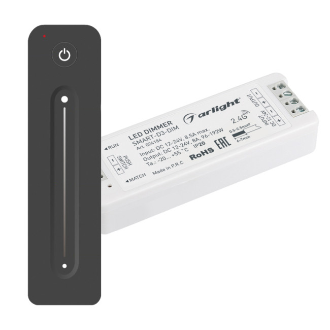 Диммер Arlight Smart-Dim-Set-Line (12-24V, 1x8A, ПДУ 2.4G) 034794 Диммер Arlight Smart-Dim-Set-Line (12-24V, 1x8A, ПДУ 2.4G) 034794