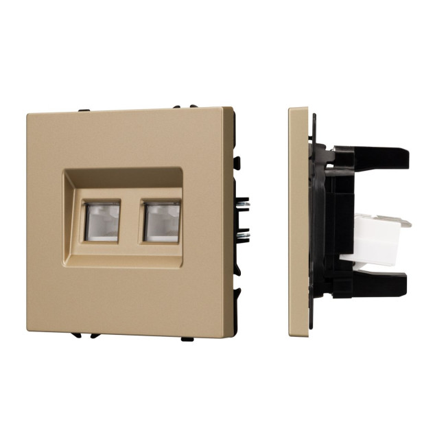 Механизм сдвоенной компьютерной розетки Arlight SCT-NOBE-MPC2-SFPL-GD (RJ-45, CAT6) 054314 Механизм сдвоенной компьютерной розетки Arlight SCT-NOBE-MPC2-SFPL-GD (RJ-45, CAT6) 054314