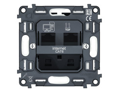 Механизм компьютерной двойной розетки RJ-45 (8P8C) CAT6 с автоматической защитной шторкой QUANT Ambrella Volt VM189