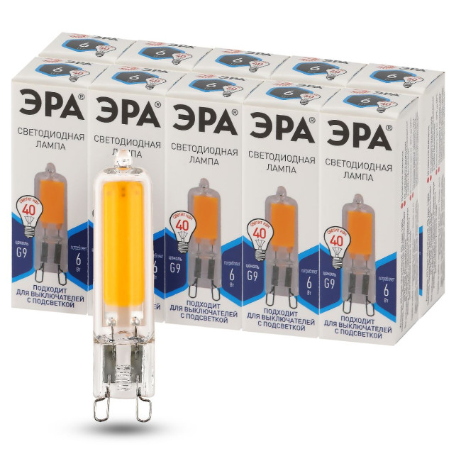 Лампа светодиодная Эра G9 6W 4000K LED JCD-6W-GL-840-G9 Б0049086 Лампа светодиодная Эра G9 6W 4000K LED JCD-6W-GL-840-G9 Б0049086