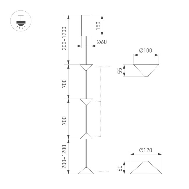 Подвесной Светильник Arlight SP-CALICE-SURFACE-R120-12W Warm2700 (BK, 110 deg, 230V) (IP20 Металл) 057772 Подвесной Светильник Arlight SP-CALICE-SURFACE-R120-12W Warm2700 (BK, 110 deg, 230V) (IP20 Металл) 057772