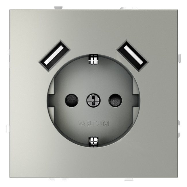 Розетка с USB, А+А Voltum S70 VLS040405 (сталь)