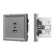 Механизм USB розетки Arlight SCT-TENDO-MUAC-PL-GR (5V, 3A, QC3) 054096