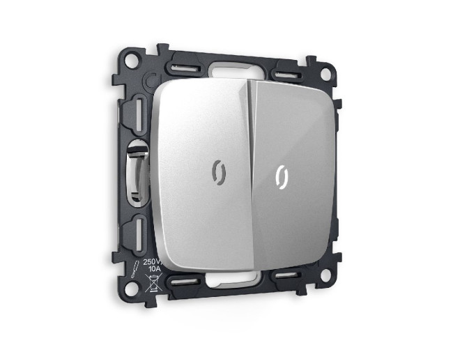 Комплект механизма 2-кл выключателя с подсветкой Ambrella Volt Omega MO404015