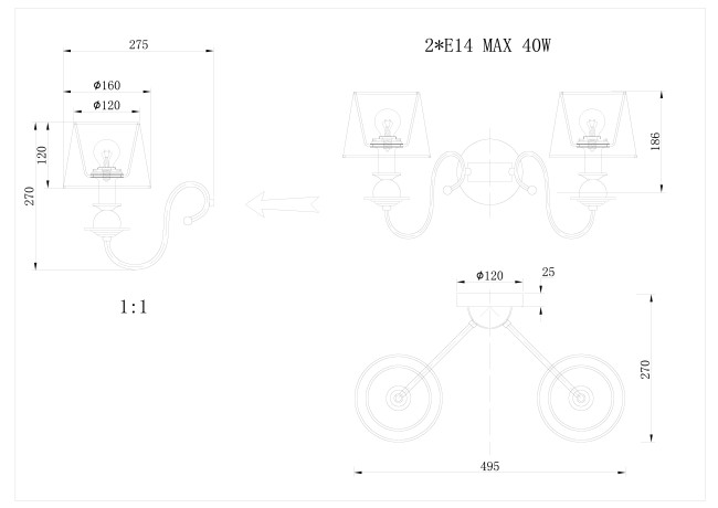 Настенный светильник KM0837W-2 bronze Настенный светильник KM0837W-2 bronze