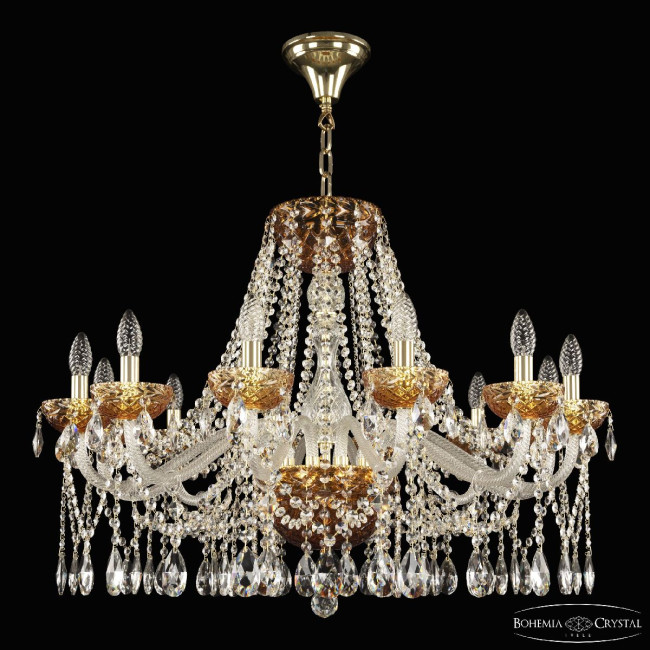 Подвесная люстра Bohemia Ivele Crystal 5413/12/300 G Amber/M-1F Подвесная люстра Bohemia Ivele Crystal 5413/12/300 G Amber/M-1F