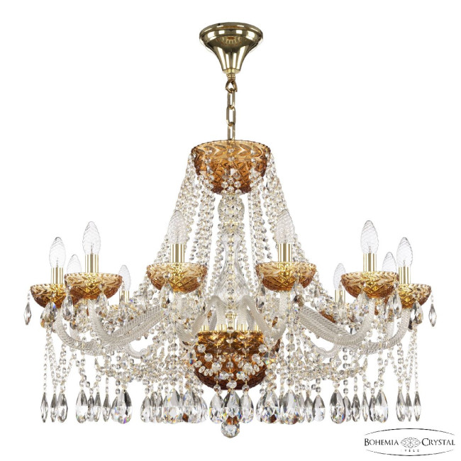Подвесная люстра Bohemia Ivele Crystal 5413/12/300 G Amber/M-1F Подвесная люстра Bohemia Ivele Crystal 5413/12/300 G Amber/M-1F