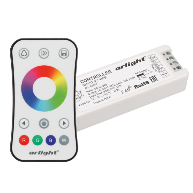 Контроллер Arlight Smart-RGB-Set-Ring (12-24V, 3x3A, ПДУ 2.4G) 034807 Контроллер Arlight Smart-RGB-Set-Ring (12-24V, 3x3A, ПДУ 2.4G) 034807