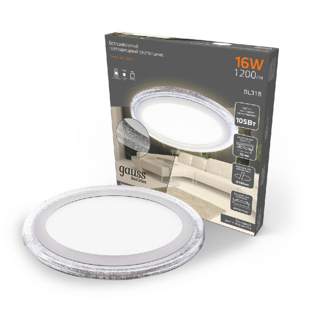 Встраиваемый светодиодный светильник Gauss Backlight Bubbles BL318 Встраиваемый светодиодный светильник Gauss Backlight Bubbles BL318