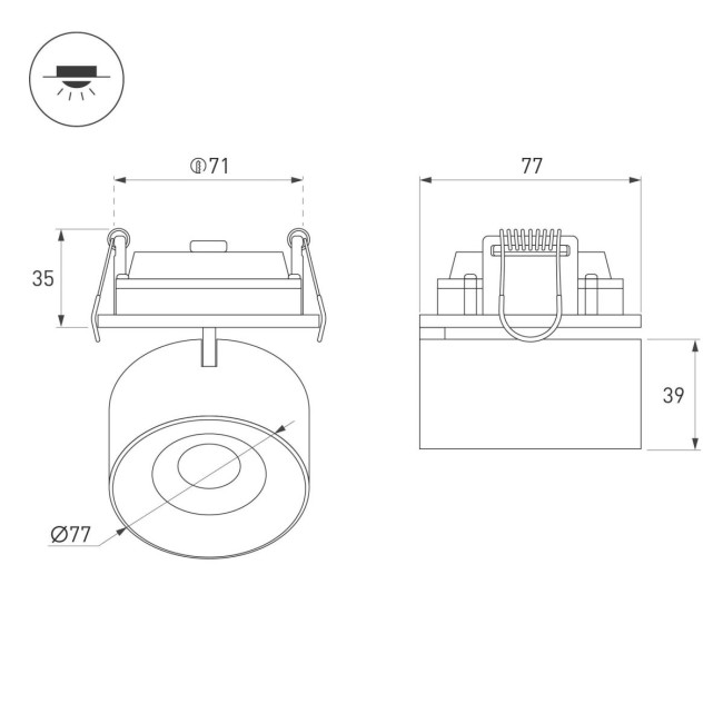 Встраиваемый спот Arlight SP-PLURIO-BUILT-R77-9W Warm3000 037999 Встраиваемый спот Arlight SP-PLURIO-BUILT-R77-9W Warm3000 037999