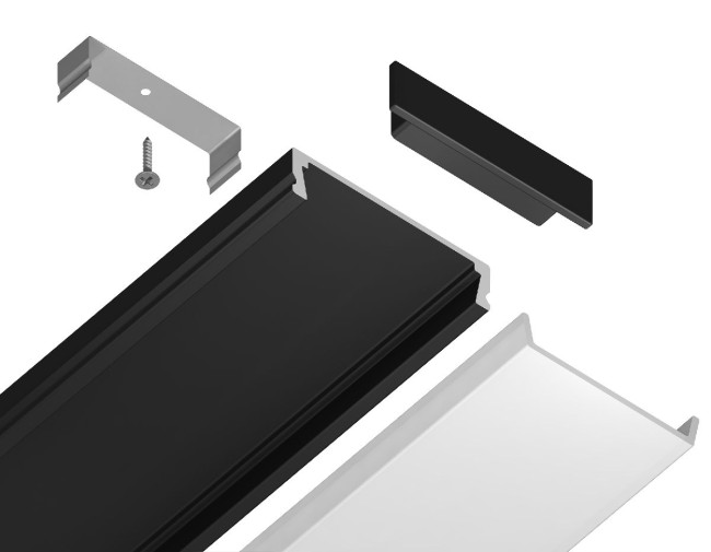Алюминиевый накладной профиль Ambrella Light Alum Profile GP1800BK Алюминиевый накладной профиль Ambrella Light Alum Profile GP1800BK