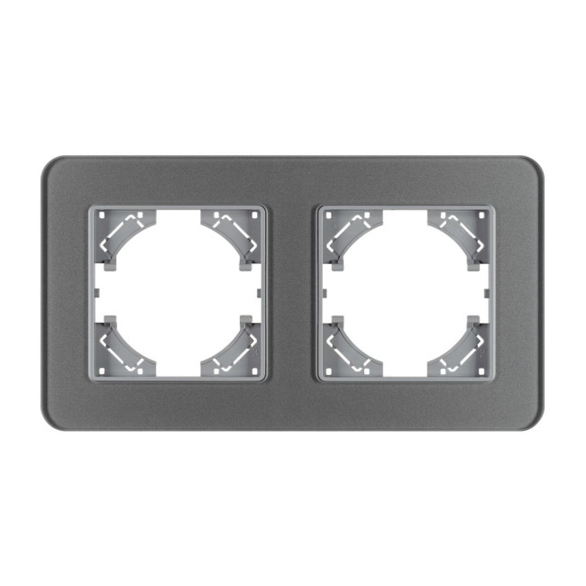 Рамка на 2 поста стеклянная Arlight FRM-OMALI-GS-2-GR 049694 Рамка на 2 поста стеклянная Arlight FRM-OMALI-GS-2-GR 049694