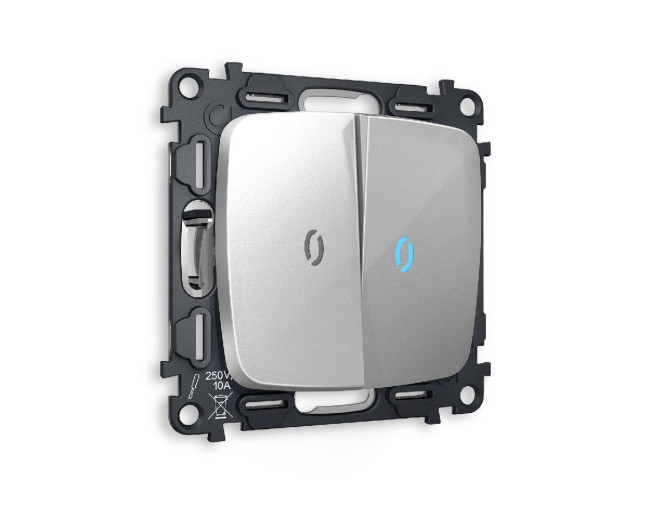 Комплект механизма 2-кл выключателя с подсветкой Ambrella Volt Omega MO404020