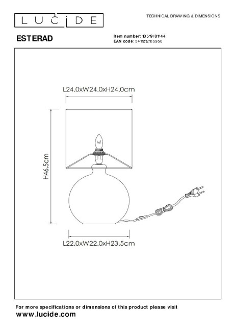 Настольная лампа Lucide Esterad 10519/81/44 Настольная лампа Lucide Esterad 10519/81/44