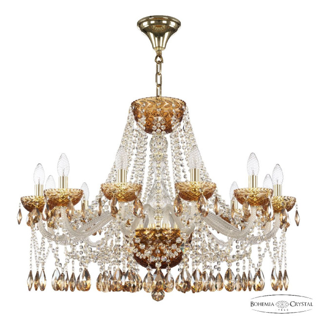 Подвесная люстра Bohemia Ivele Crystal 5413/12/300 G Amber/M-1F K721 Подвесная люстра Bohemia Ivele Crystal 5413/12/300 G Amber/M-1F K721